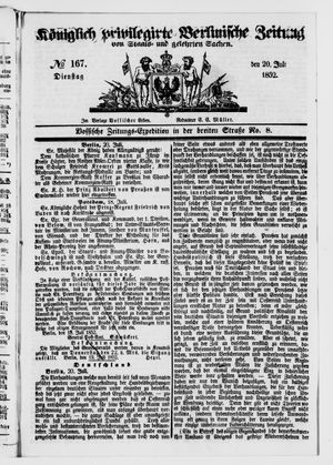 Königlich privilegirte Berlinische Zeitung von Staats- und gelehrten Sachen vom 20.07.1852