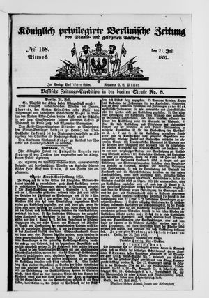 Königlich privilegirte Berlinische Zeitung von Staats- und gelehrten Sachen vom 21.07.1852