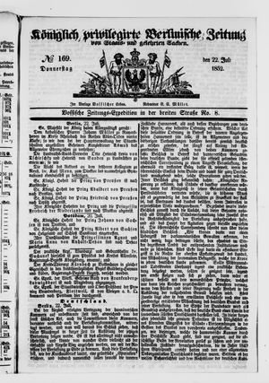 Königlich privilegirte Berlinische Zeitung von Staats- und gelehrten Sachen on Jul 22, 1852