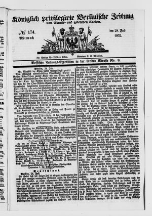 Königlich privilegirte Berlinische Zeitung von Staats- und gelehrten Sachen vom 28.07.1852