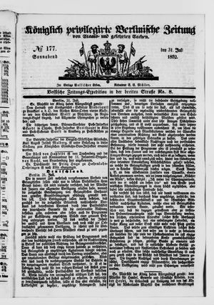 Königlich privilegirte Berlinische Zeitung von Staats- und gelehrten Sachen vom 31.07.1852