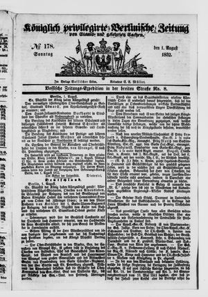 Königlich privilegirte Berlinische Zeitung von Staats- und gelehrten Sachen on Aug 1, 1852