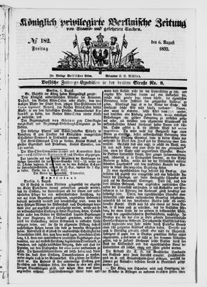 Königlich privilegirte Berlinische Zeitung von Staats- und gelehrten Sachen vom 06.08.1852