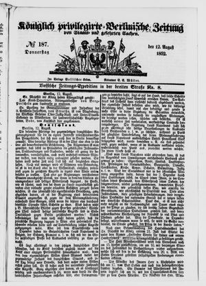 Königlich privilegirte Berlinische Zeitung von Staats- und gelehrten Sachen on Aug 12, 1852