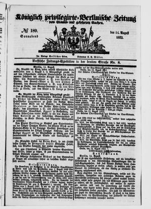 Königlich privilegirte Berlinische Zeitung von Staats- und gelehrten Sachen on Aug 14, 1852