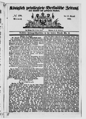 Königlich privilegirte Berlinische Zeitung von Staats- und gelehrten Sachen vom 25.08.1852