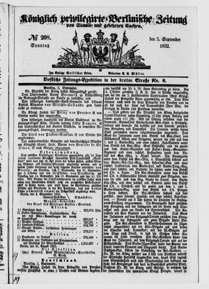 Königlich privilegirte Berlinische Zeitung von Staats- und gelehrten Sachen on Sep 5, 1852