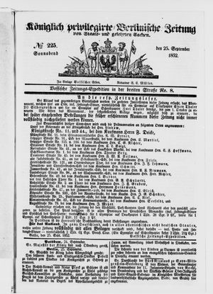 Königlich privilegirte Berlinische Zeitung von Staats- und gelehrten Sachen on Sep 25, 1852