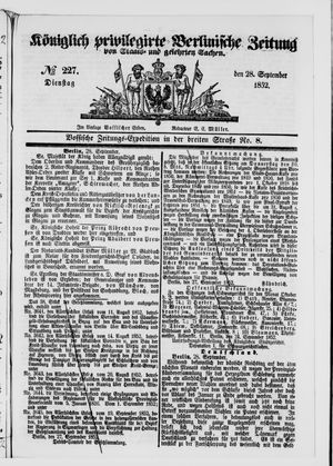Königlich privilegirte Berlinische Zeitung von Staats- und gelehrten Sachen on Sep 28, 1852