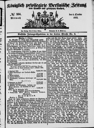 Königlich privilegirte Berlinische Zeitung von Staats- und gelehrten Sachen on Oct 6, 1852
