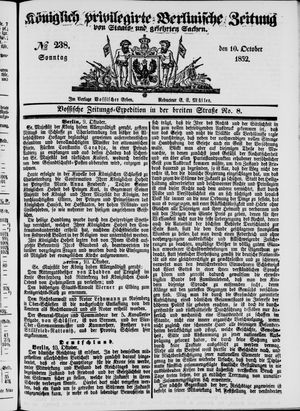 Königlich privilegirte Berlinische Zeitung von Staats- und gelehrten Sachen vom 10.10.1852
