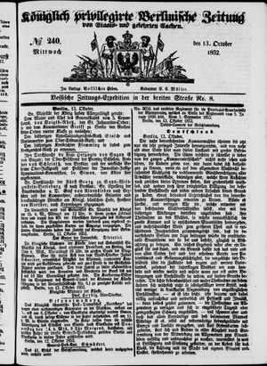 Königlich privilegirte Berlinische Zeitung von Staats- und gelehrten Sachen vom 13.10.1852
