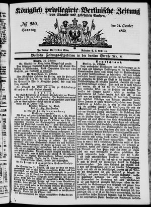 Königlich privilegirte Berlinische Zeitung von Staats- und gelehrten Sachen on Oct 24, 1852