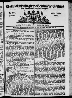 Königlich privilegirte Berlinische Zeitung von Staats- und gelehrten Sachen vom 29.10.1852