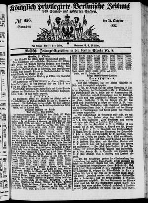 Königlich privilegirte Berlinische Zeitung von Staats- und gelehrten Sachen vom 31.10.1852