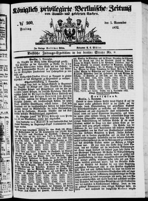 Königlich privilegirte Berlinische Zeitung von Staats- und gelehrten Sachen vom 05.11.1852