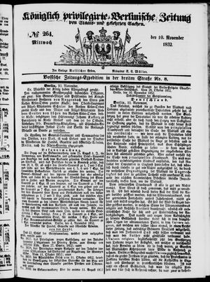 Königlich privilegirte Berlinische Zeitung von Staats- und gelehrten Sachen on Nov 10, 1852