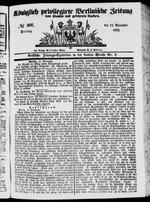 Königlich privilegirte Berlinische Zeitung von Staats- und gelehrten Sachen on Nov 12, 1852