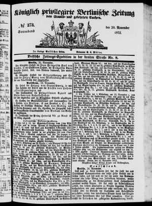 Königlich privilegirte Berlinische Zeitung von Staats- und gelehrten Sachen vom 20.11.1852