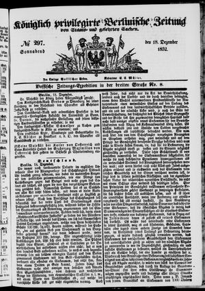 Königlich privilegirte Berlinische Zeitung von Staats- und gelehrten Sachen vom 18.12.1852