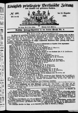 Königlich privilegirte Berlinische Zeitung von Staats- und gelehrten Sachen on Dec 22, 1852