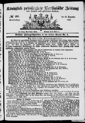 Königlich privilegirte Berlinische Zeitung von Staats- und gelehrten Sachen vom 23.12.1852