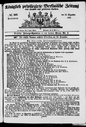Königlich privilegirte Berlinische Zeitung von Staats- und gelehrten Sachen vom 25.12.1852