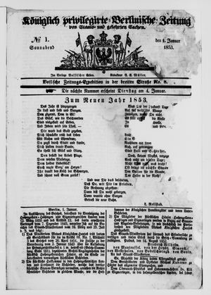 Königlich privilegirte Berlinische Zeitung von Staats- und gelehrten Sachen vom 01.01.1853