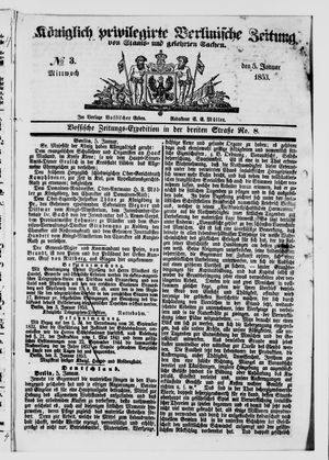 Königlich privilegirte Berlinische Zeitung von Staats- und gelehrten Sachen vom 05.01.1853