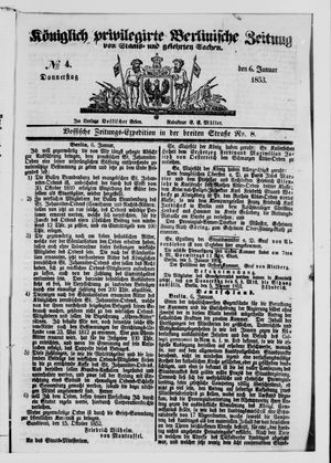 Königlich privilegirte Berlinische Zeitung von Staats- und gelehrten Sachen vom 06.01.1853