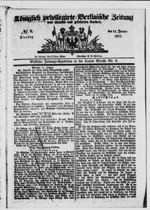 Königlich privilegirte Berlinische Zeitung von Staats- und gelehrten Sachen on Jan 11, 1853