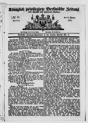 Königlich privilegirte Berlinische Zeitung von Staats- und gelehrten Sachen vom 14.01.1853