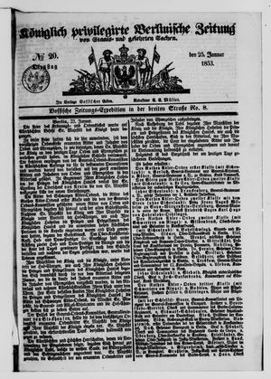 Königlich privilegirte Berlinische Zeitung von Staats- und gelehrten Sachen on Jan 25, 1853