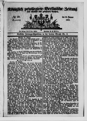 Königlich privilegirte Berlinische Zeitung von Staats- und gelehrten Sachen vom 30.01.1853