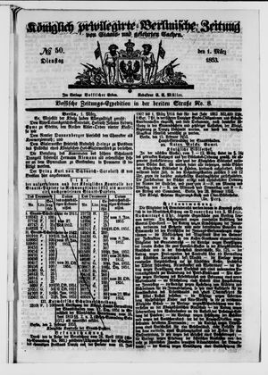 Königlich privilegirte Berlinische Zeitung von Staats- und gelehrten Sachen vom 01.03.1853