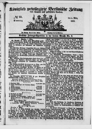 Königlich privilegirte Berlinische Zeitung von Staats- und gelehrten Sachen vom 06.03.1853