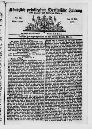 Königlich privilegirte Berlinische Zeitung von Staats- und gelehrten Sachen on Mar 19, 1853