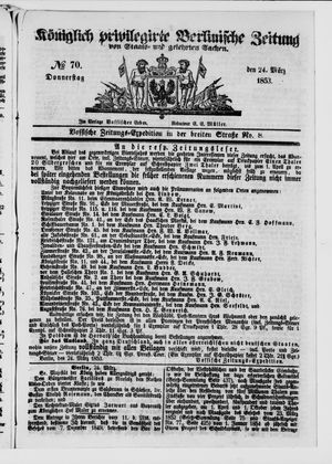 Königlich privilegirte Berlinische Zeitung von Staats- und gelehrten Sachen vom 24.03.1853
