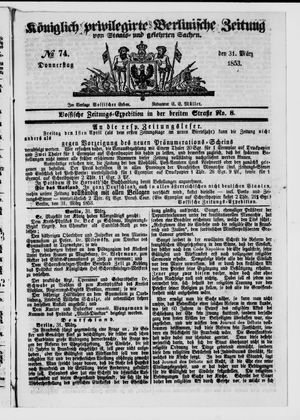 Königlich privilegirte Berlinische Zeitung von Staats- und gelehrten Sachen vom 31.03.1853