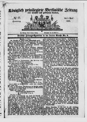 Königlich privilegirte Berlinische Zeitung von Staats- und gelehrten Sachen vom 03.04.1853