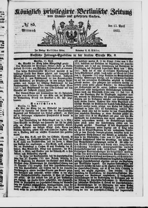 Königlich privilegirte Berlinische Zeitung von Staats- und gelehrten Sachen on Apr 13, 1853