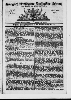 Königlich privilegirte Berlinische Zeitung von Staats- und gelehrten Sachen vom 15.04.1853