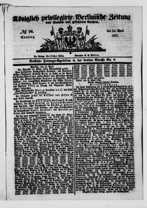 Königlich privilegirte Berlinische Zeitung von Staats- und gelehrten Sachen on Apr 24, 1853