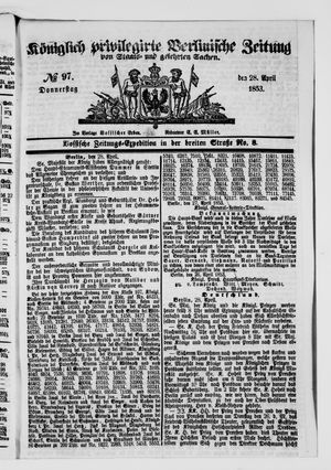 Königlich privilegirte Berlinische Zeitung von Staats- und gelehrten Sachen vom 28.04.1853