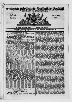 Königlich privilegirte Berlinische Zeitung von Staats- und gelehrten Sachen on Apr 29, 1853
