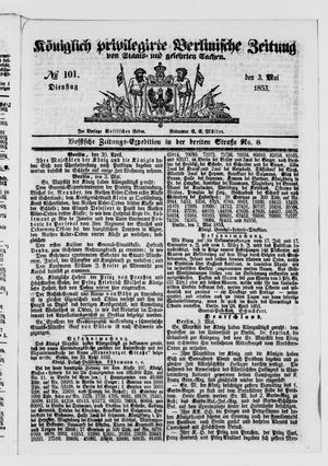 Königlich privilegirte Berlinische Zeitung von Staats- und gelehrten Sachen vom 03.05.1853
