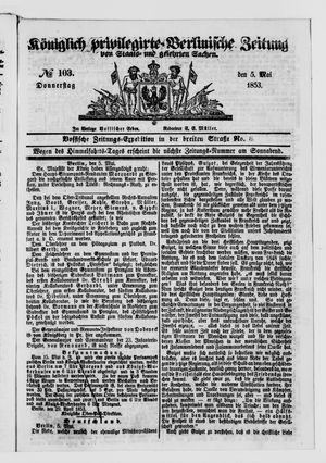 Königlich privilegirte Berlinische Zeitung von Staats- und gelehrten Sachen on May 5, 1853