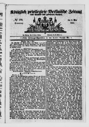 Königlich privilegirte Berlinische Zeitung von Staats- und gelehrten Sachen vom 08.05.1853