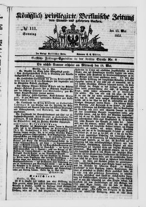 Königlich privilegirte Berlinische Zeitung von Staats- und gelehrten Sachen on May 15, 1853