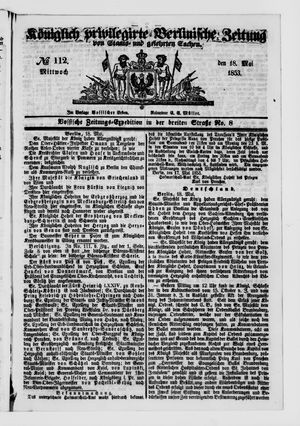 Königlich privilegirte Berlinische Zeitung von Staats- und gelehrten Sachen on May 18, 1853